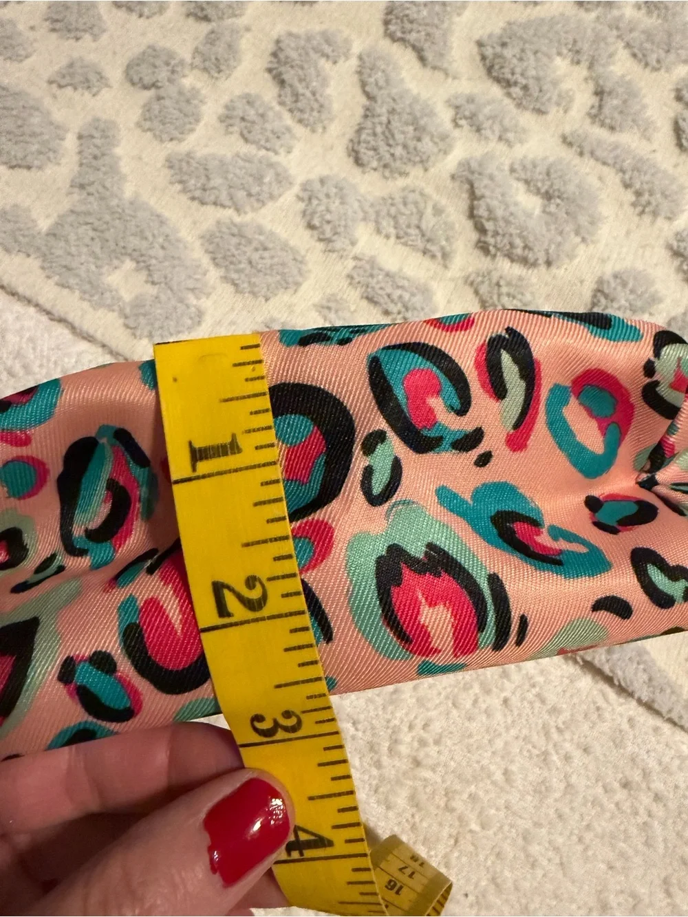 Peach Leopard Print Cosmetic Bag with Teal & Pink Accents